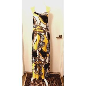 Paris Paris Mixi Dress Size XL Yellow/Black Paisley Print